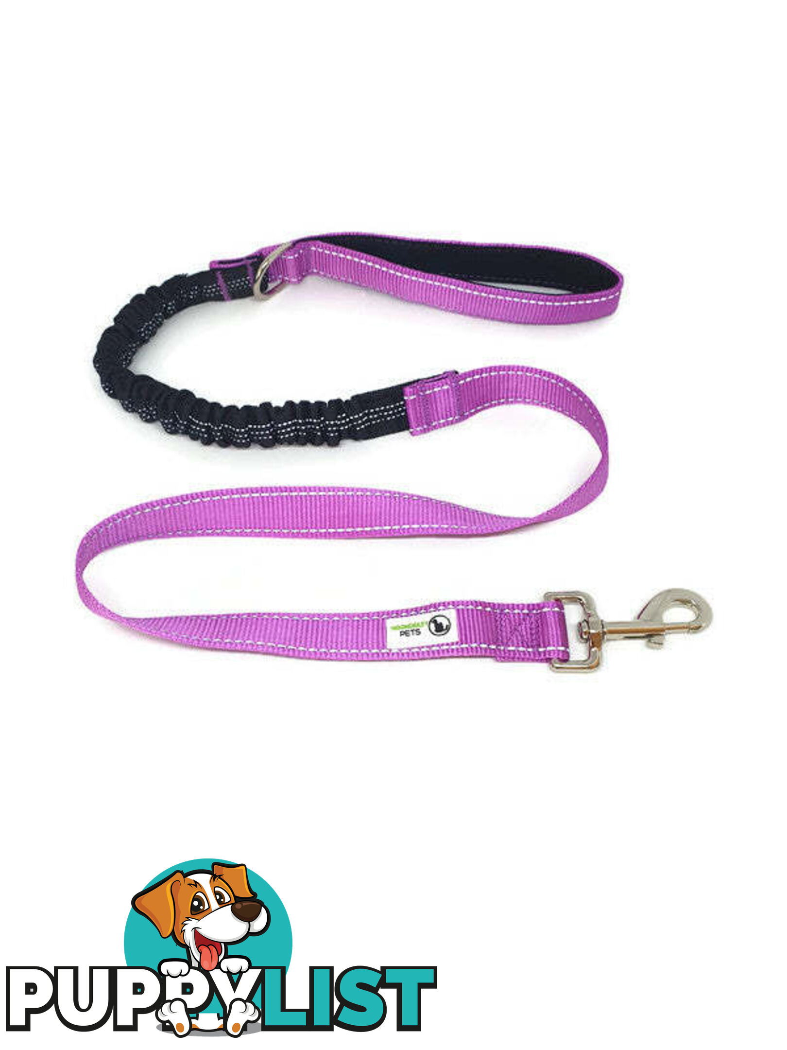 Bungee Dog Lead Nylon w/Reflective Stitching - Moondidley Pets - MDPLDBUNBLK