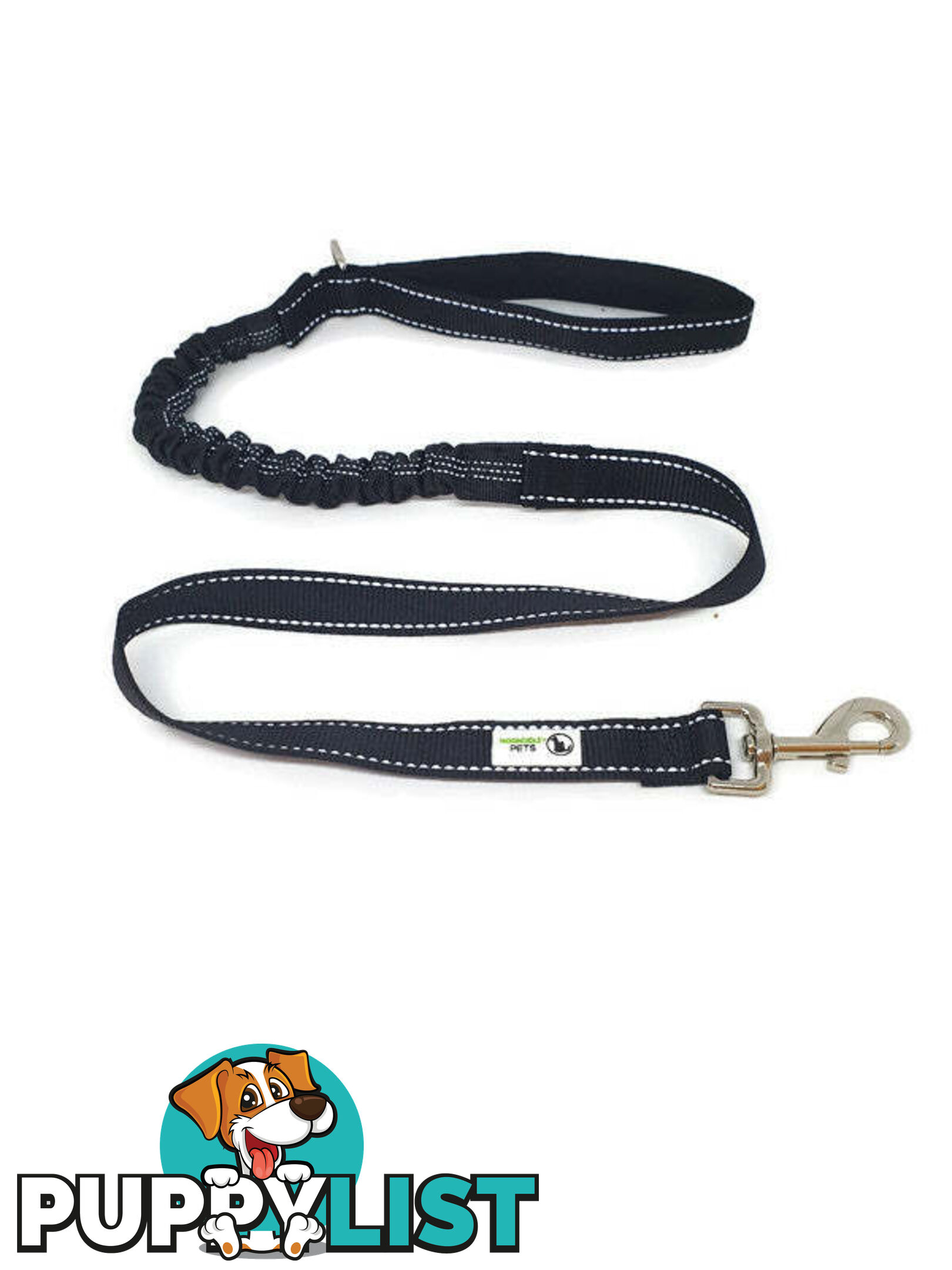 Bungee Dog Lead Nylon w/Reflective Stitching - Moondidley Pets - MDPLDBUNBLK