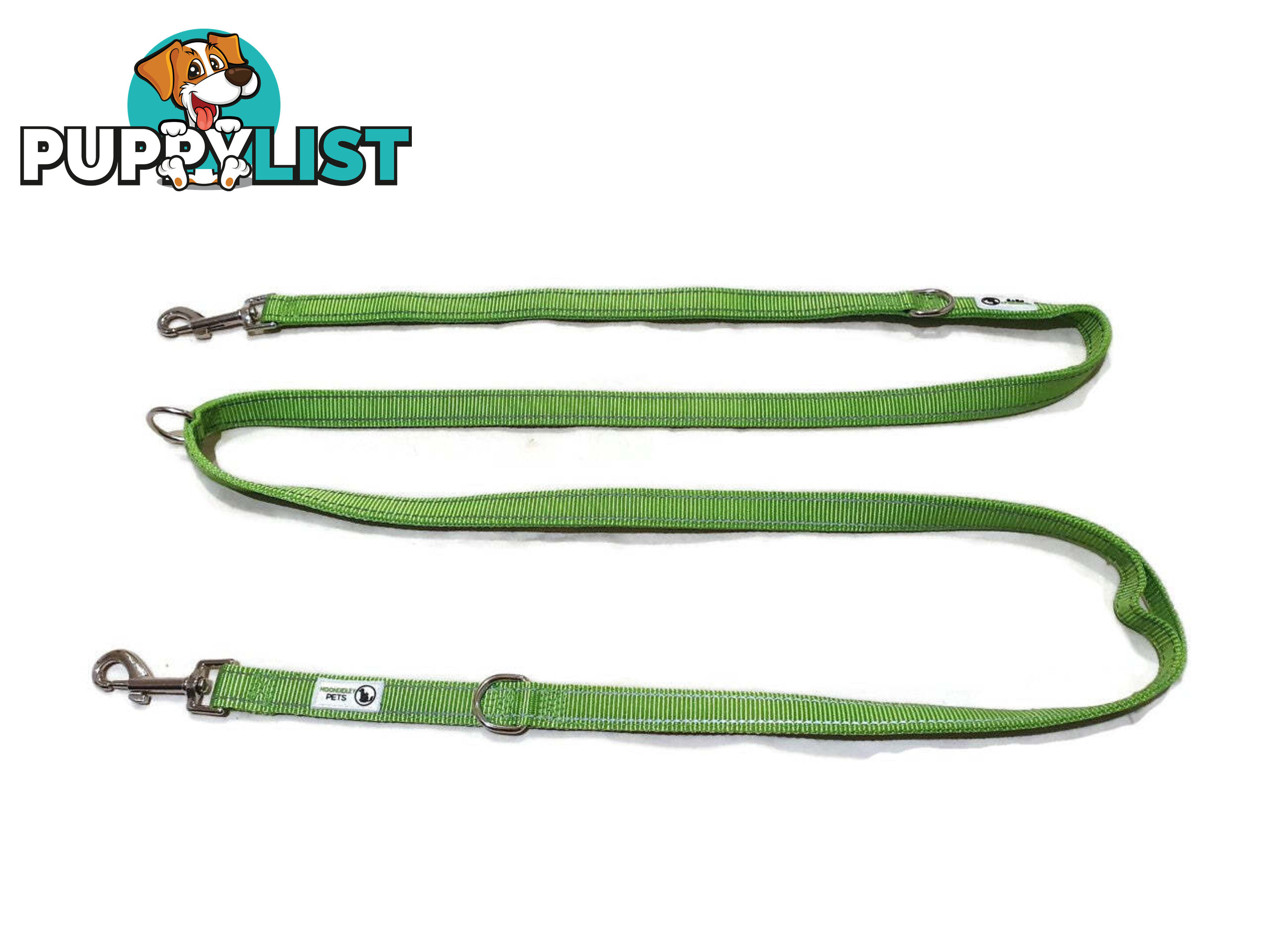 Multi Dog Lead - Nylon w/Reflective Stitching - Double Clip ,Coupler, Waist Belt, Short/Long, Quicktie Moondidley Pets - MDPLDMUL25TUR