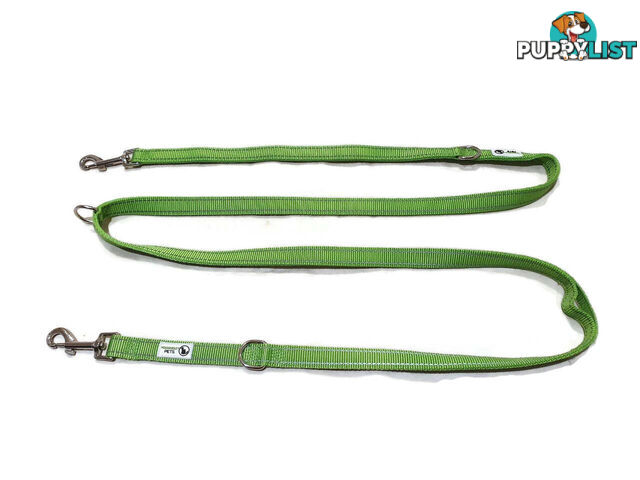 Multi Dog Lead - Nylon w/Reflective Stitching - Double Clip ,Coupler, Waist Belt, Short/Long, Quicktie Moondidley Pets - MDPLDMUL25TUR
