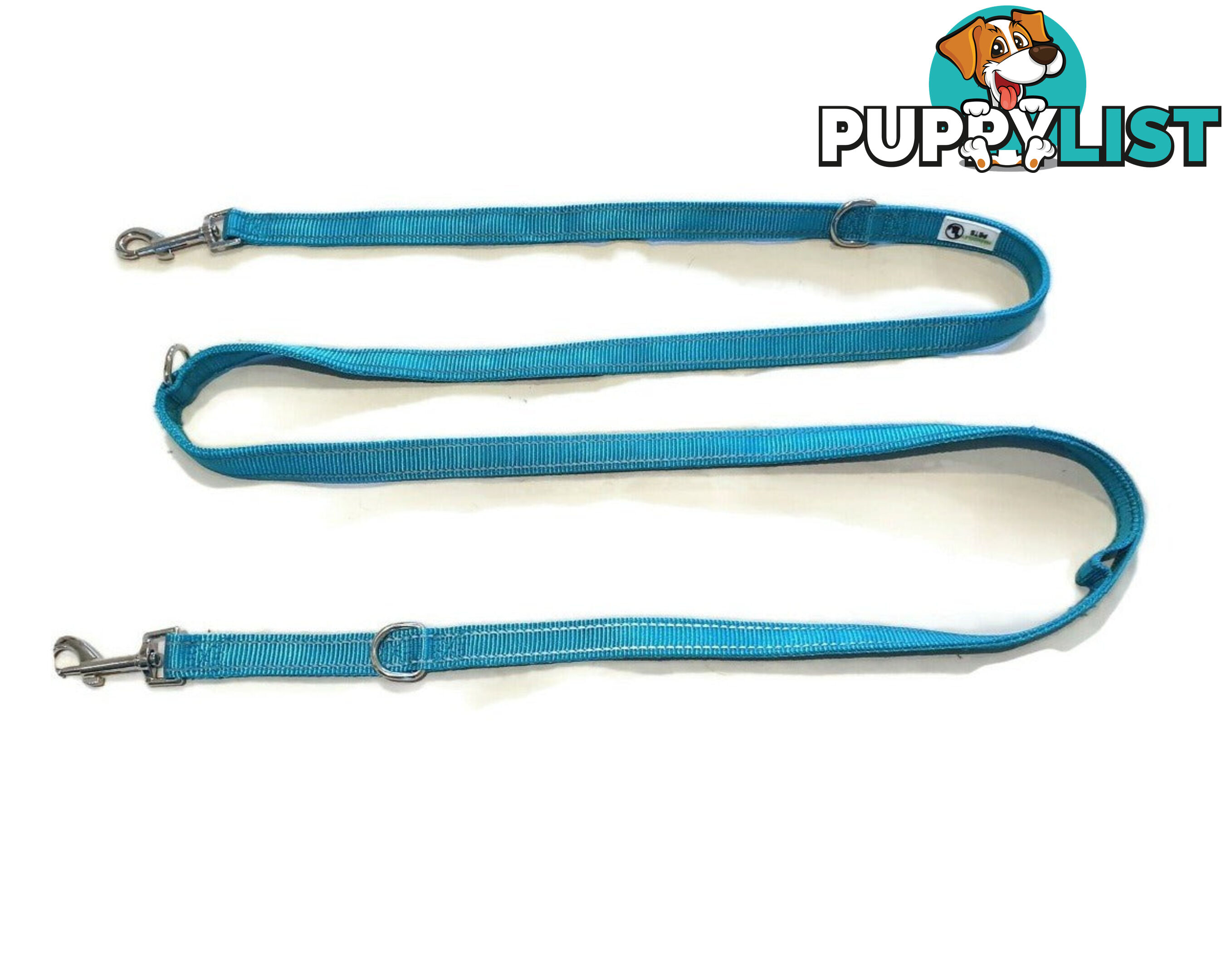 Multi Dog Lead - Nylon w/Reflective Stitching - Double Clip ,Coupler, Waist Belt, Short/Long, Quicktie Moondidley Pets - MDPLDMUL25TUR