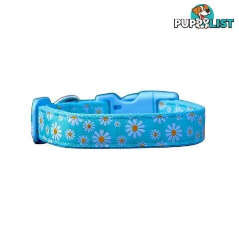 Daisy Dog Collar -  Hand Made by The Bark Side - TBSDAIXSBLU