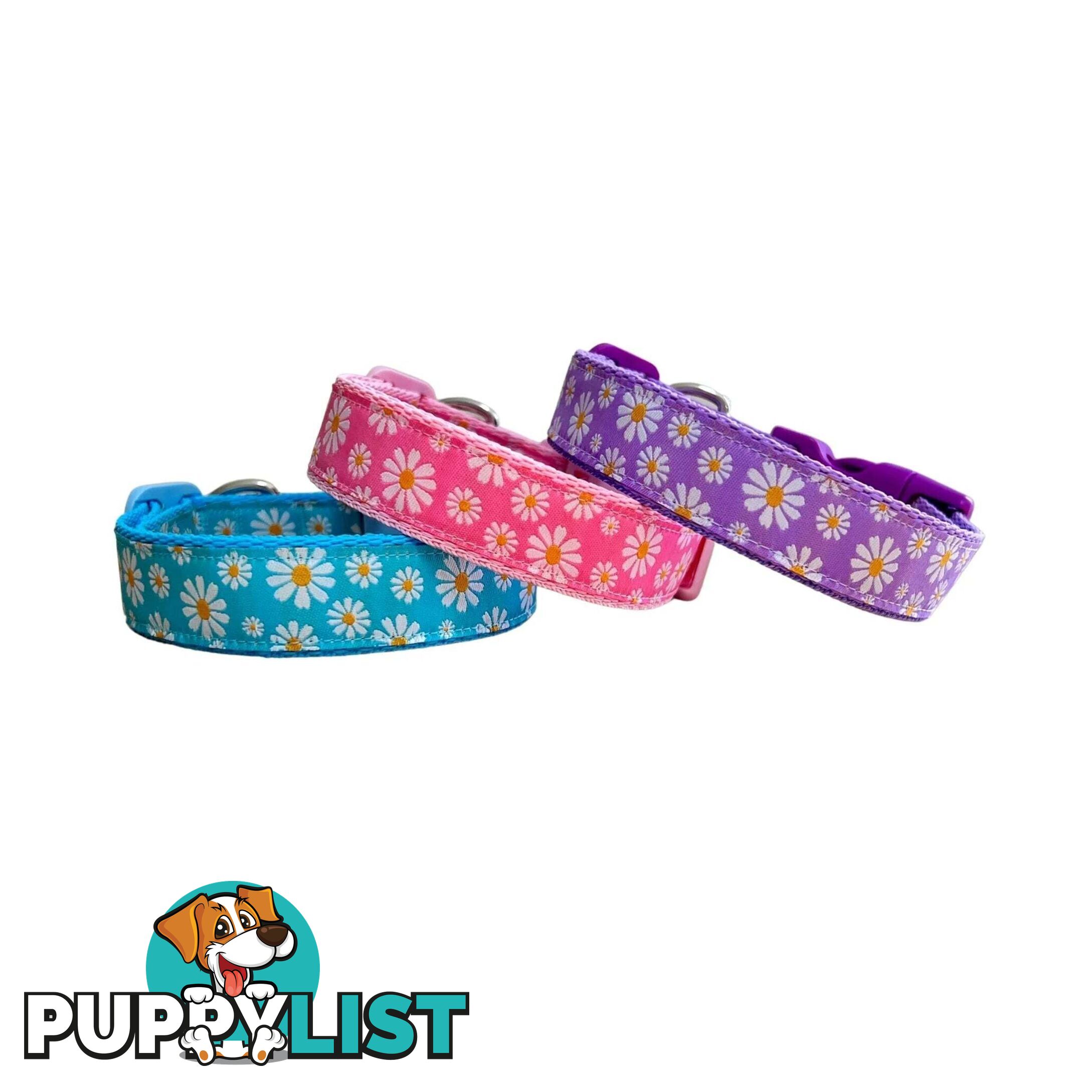 Daisy Dog Collar -  Hand Made by The Bark Side - TBSDAIXSBLU