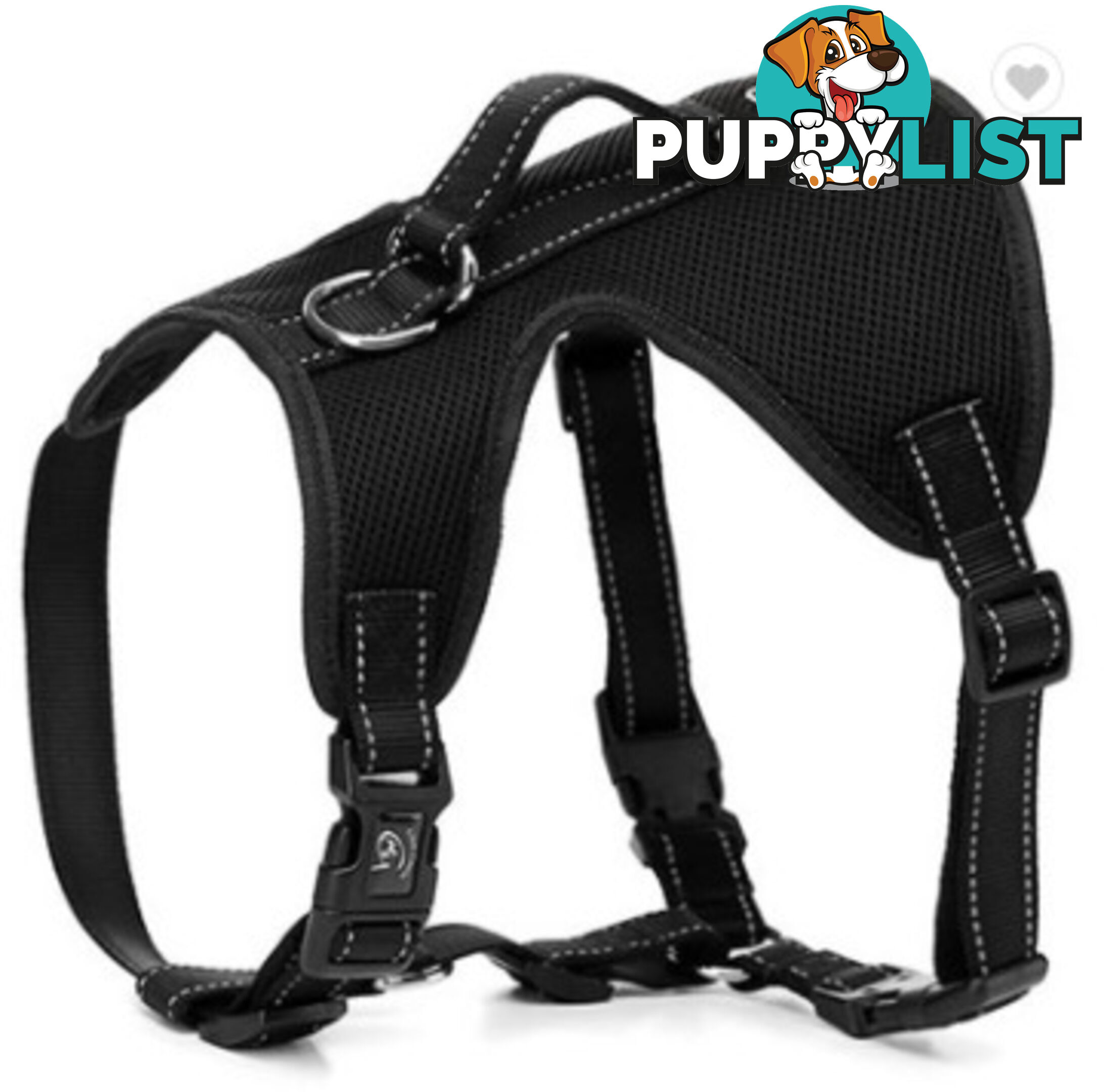 Dog Harness Billi Bob Soft Mesh Reflective Webbing - Moondidley Pets - MDPHARBILLBLK