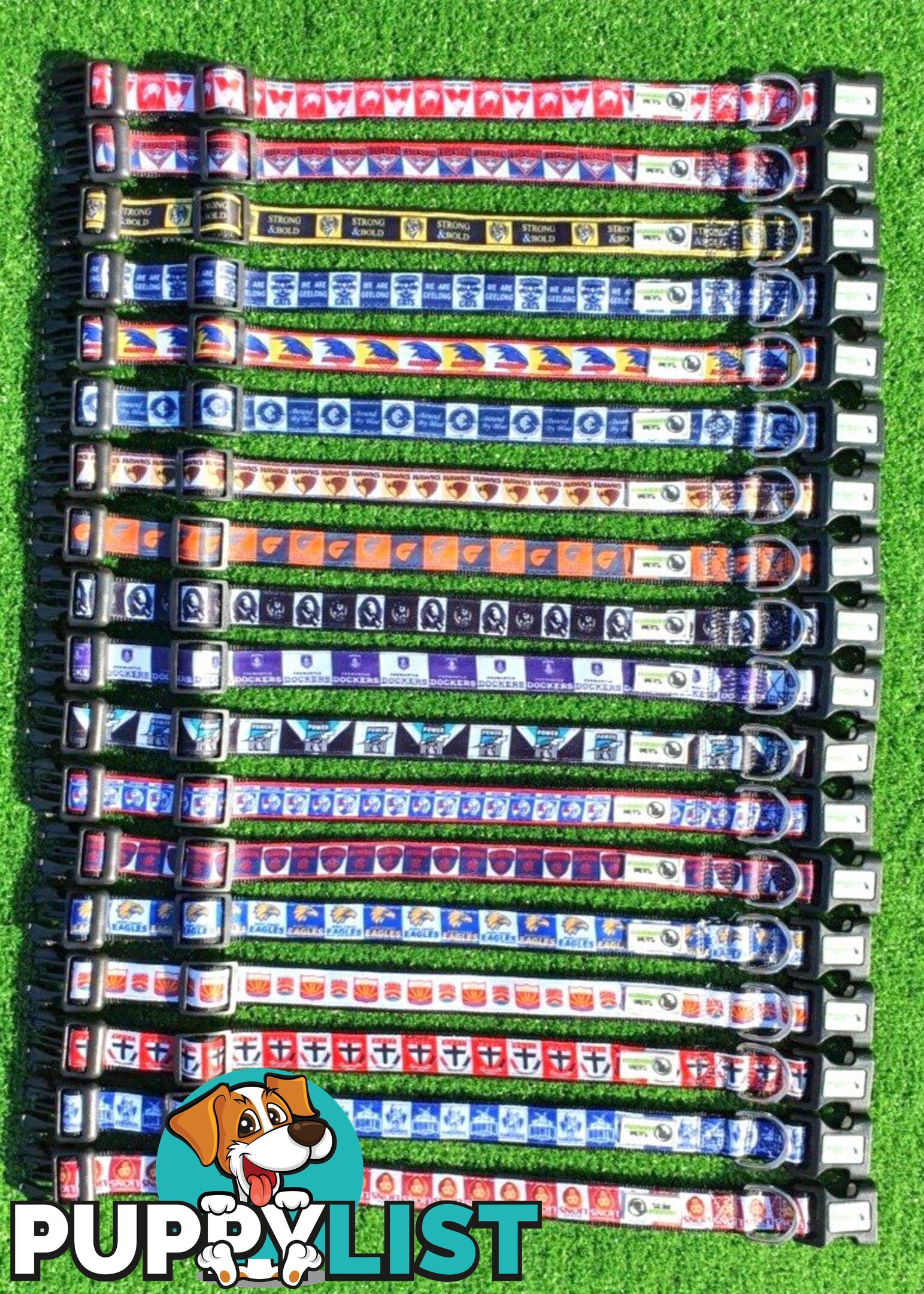 AFL Dog Collars, Footy - Aussie Rules - Moondidley Pets - MDPCOLAFLSBL