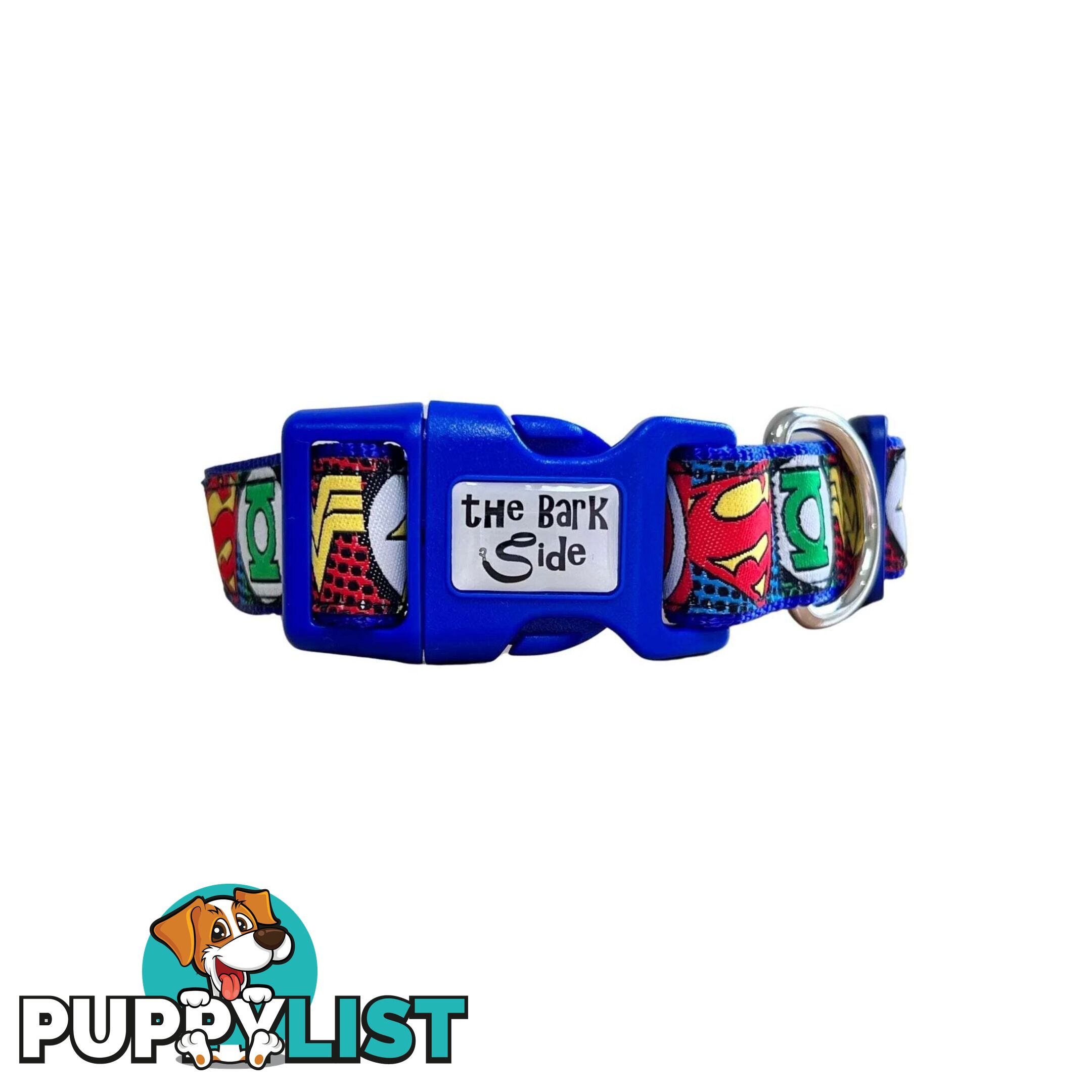 Superhero Dog Collar - Hand Made by The Bark Side - TBSHEROLGEBLU