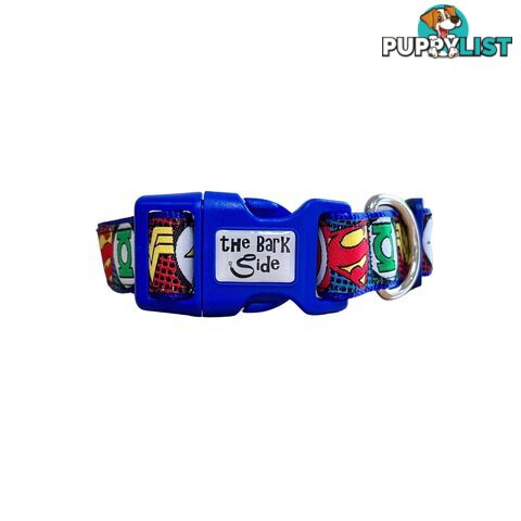 Superhero Dog Collar - Hand Made by The Bark Side - TBSHEROLGEBLU