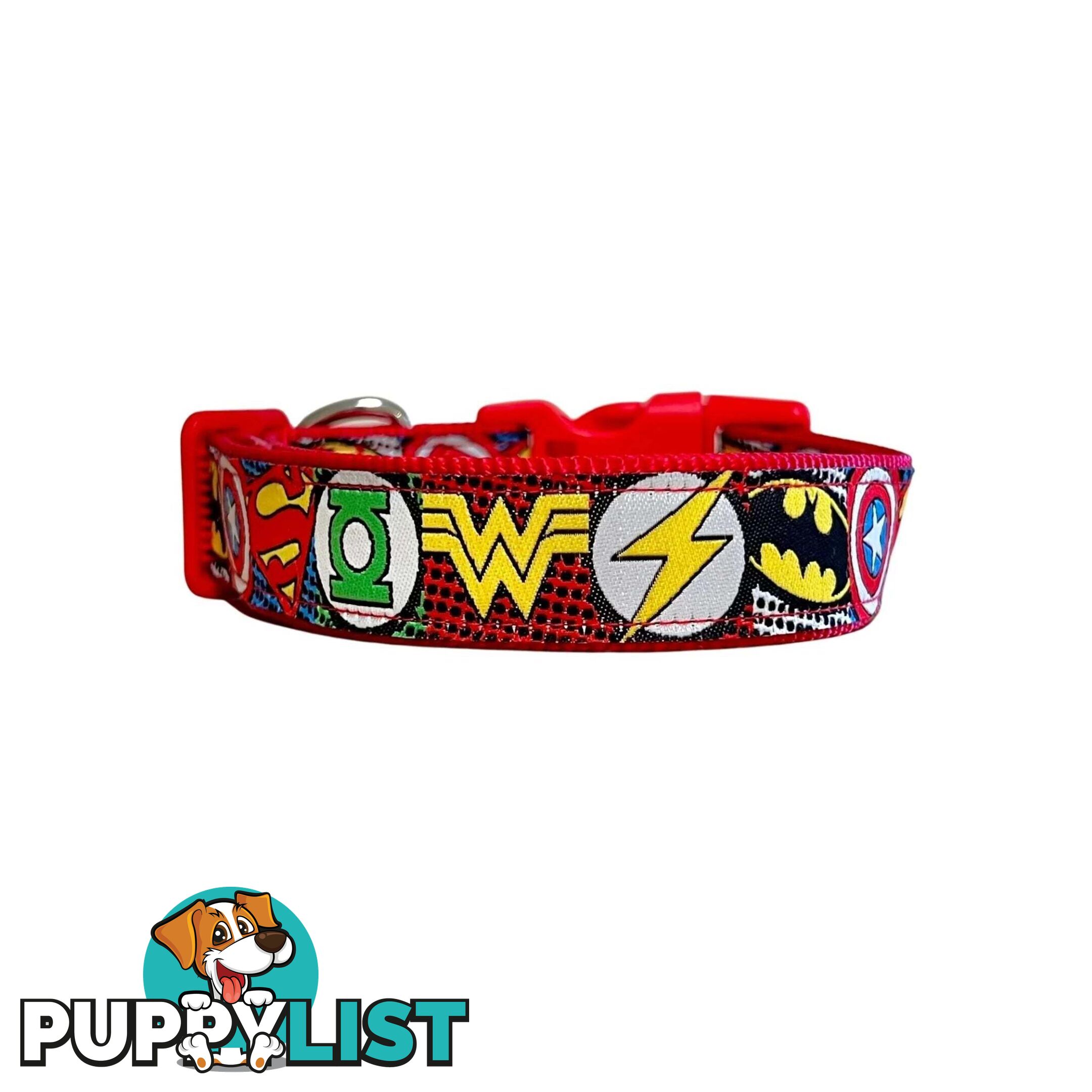 Superhero Dog Collar - Hand Made by The Bark Side - TBSHEROLGEBLU