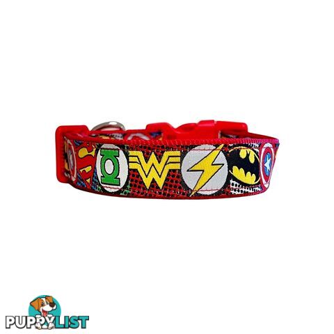 Superhero Dog Collar - Hand Made by The Bark Side - TBSHEROLGEBLU