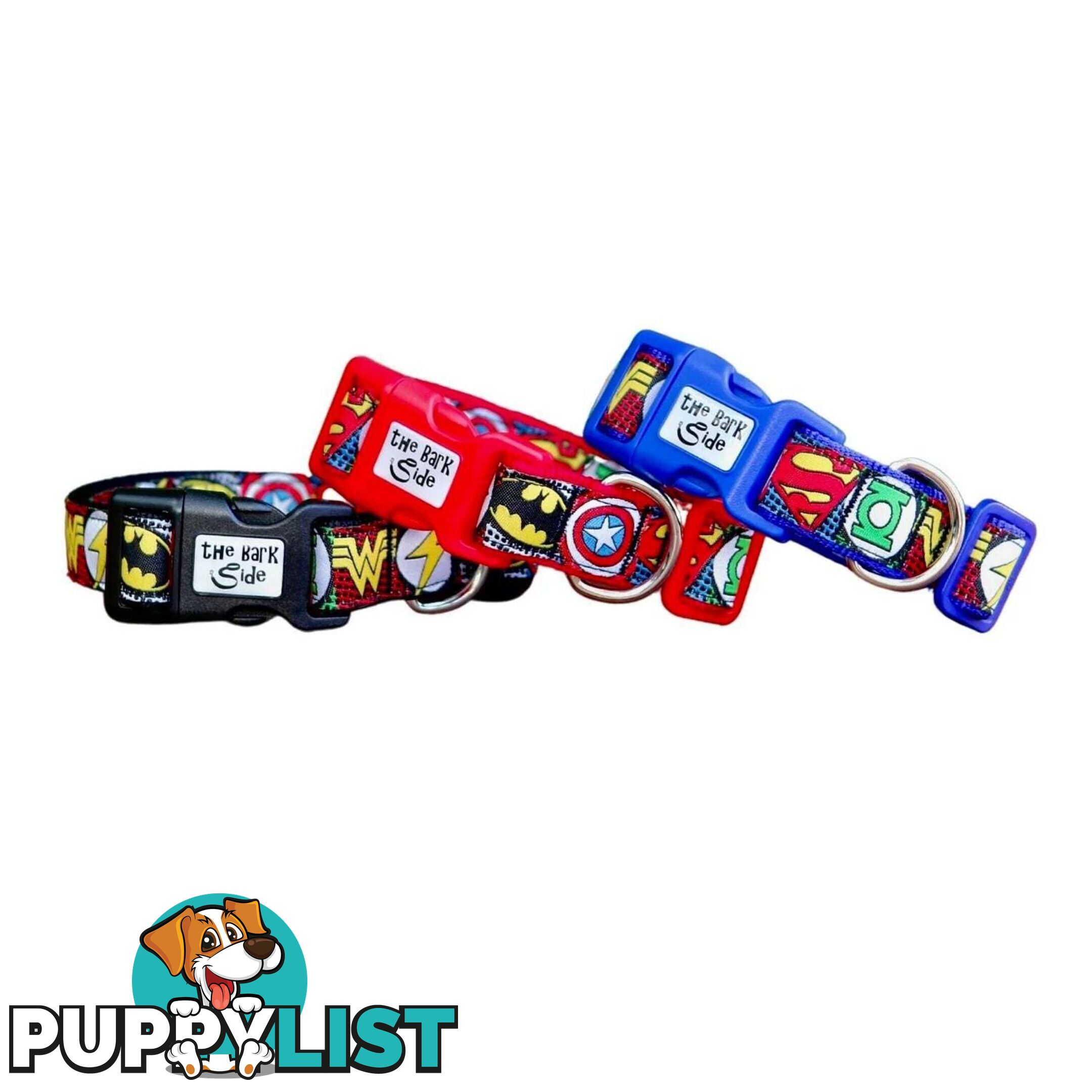 Superhero Dog Collar - Hand Made by The Bark Side - TBSHEROLGEBLU