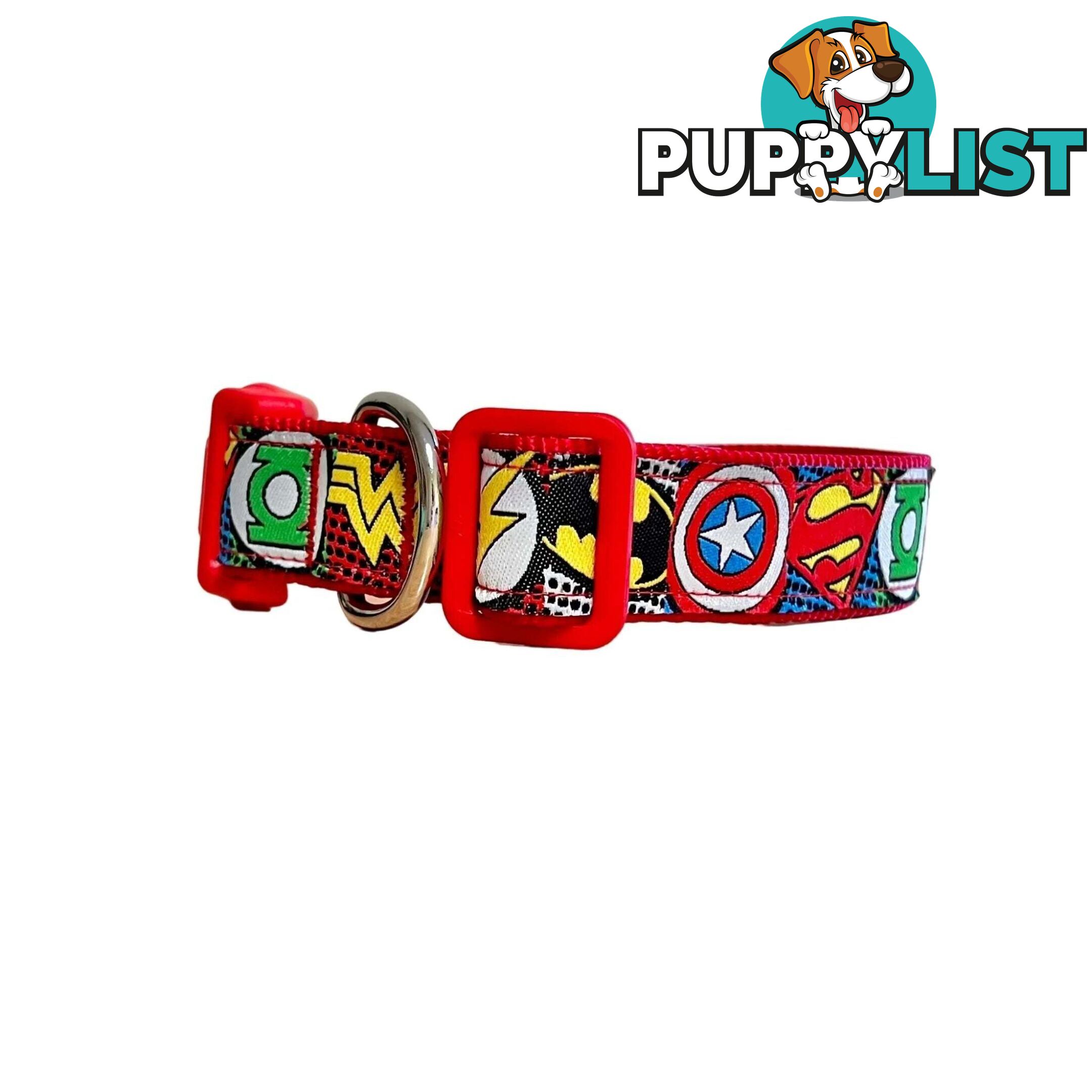 Superhero Dog Collar - Hand Made by The Bark Side - TBSHEROLGEBLU