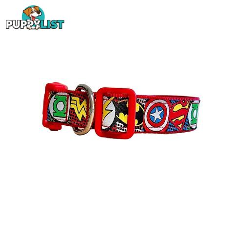 Superhero Dog Collar - Hand Made by The Bark Side - TBSHEROLGEBLU