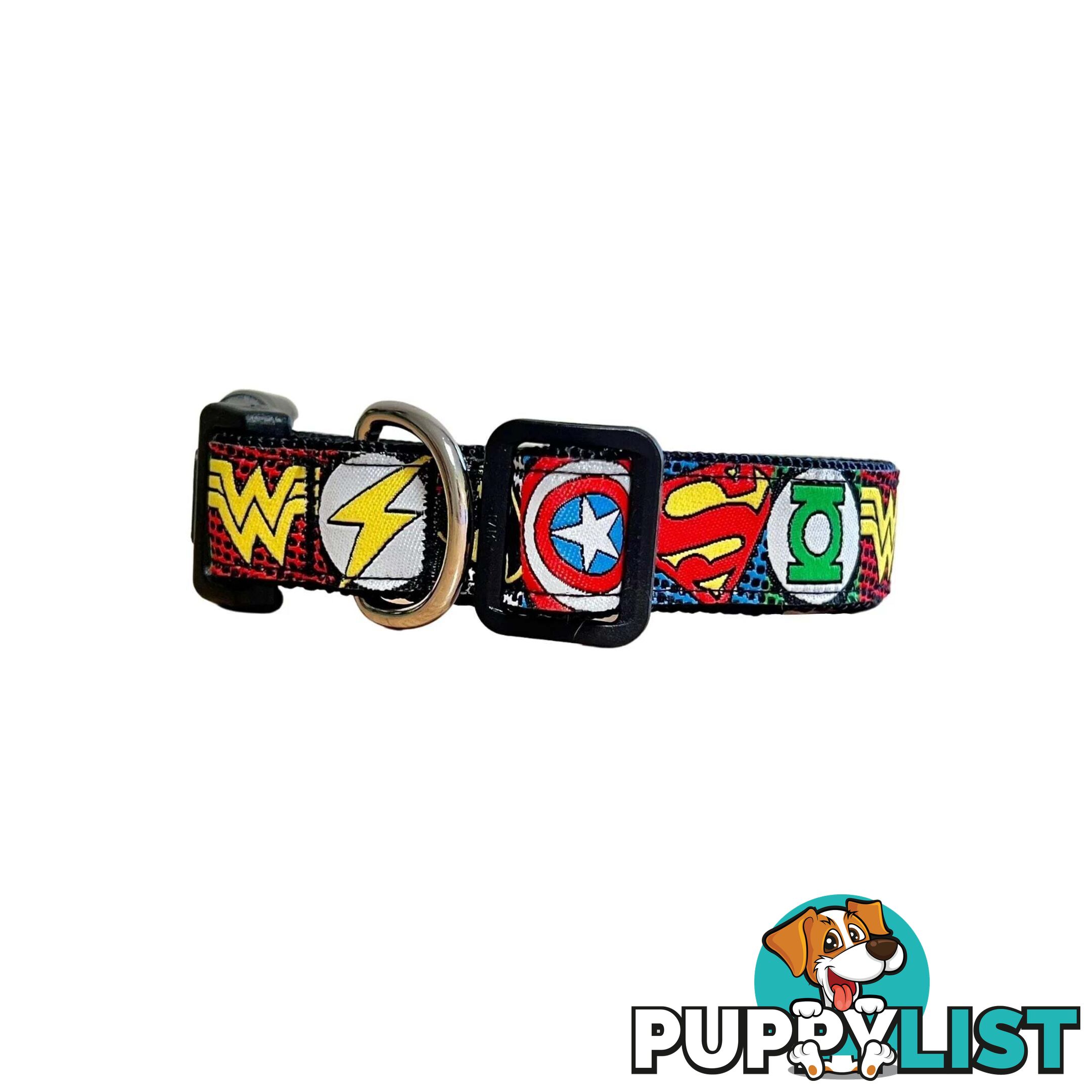 Superhero Dog Collar - Hand Made by The Bark Side - TBSHEROLGEBLU