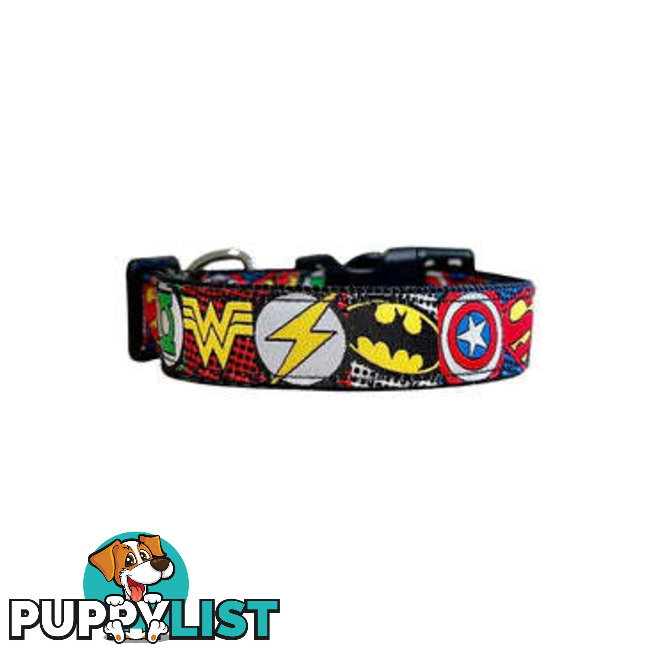 Superhero Dog Collar - Hand Made by The Bark Side - TBSHEROLGEBLU