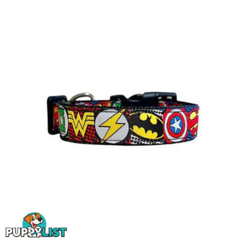 Superhero Dog Collar - Hand Made by The Bark Side - TBSHEROLGEBLU