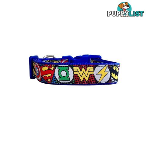 Superhero Dog Collar - Hand Made by The Bark Side - TBSHEROLGEBLU