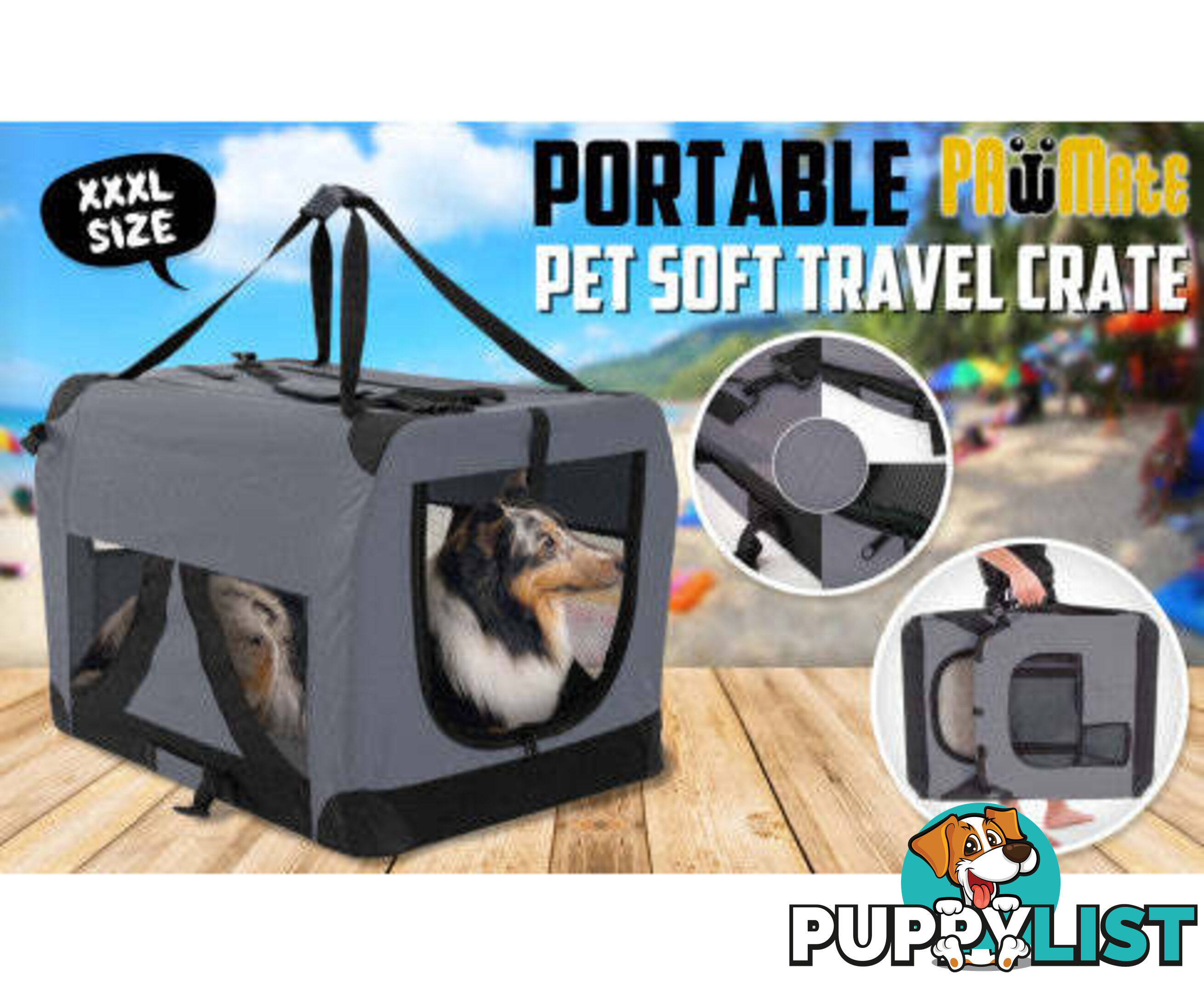 Paw Mate Portable Soft Dog Cage Crate Carrier - V274-PET-3002L-GY