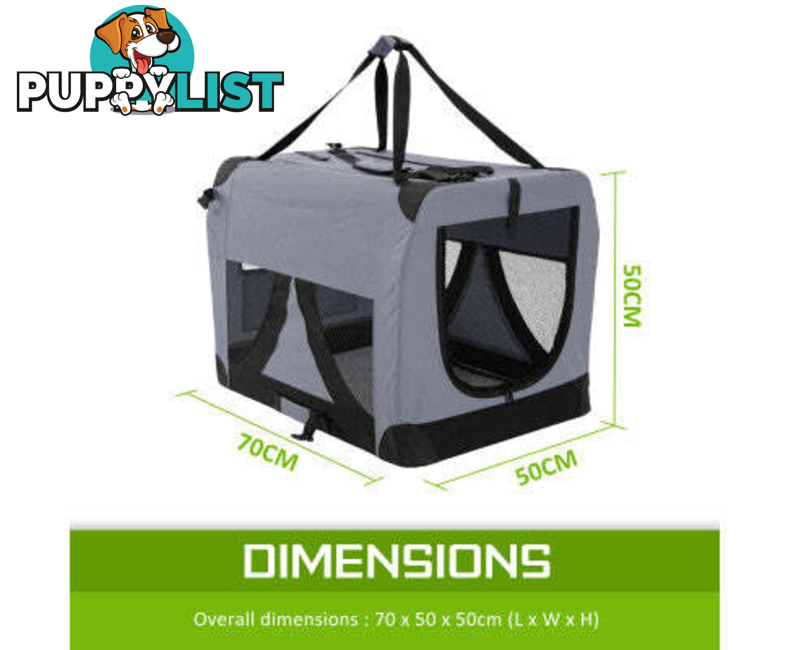 Paw Mate Portable Soft Dog Cage Crate Carrier - V274-PET-3002L-GY