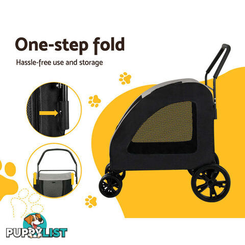 i.Pet Pet Stroller Dog Pram Large Carrier Cat Travel Foldable Strollers 4 Wheels Trolley - PET-STROLLER-112-BW