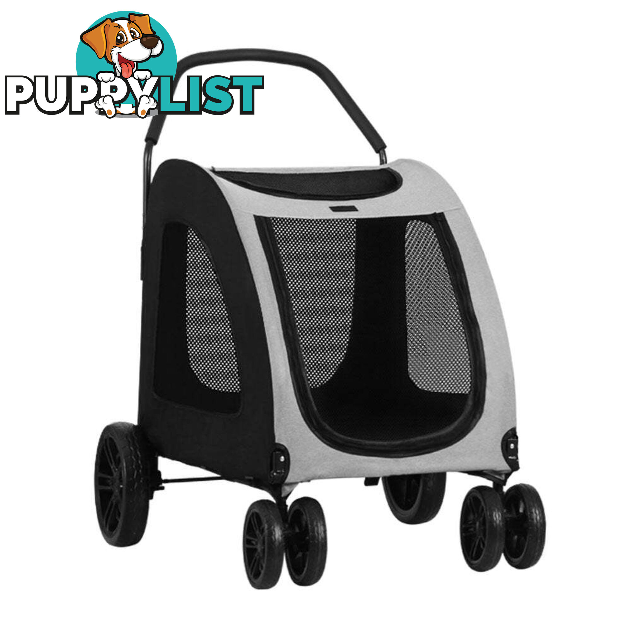 i.Pet Pet Stroller Dog Pram Large Carrier Cat Travel Foldable Strollers 4 Wheels Trolley - PET-STROLLER-112-BW