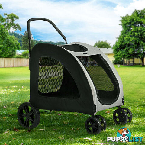 i.Pet Pet Stroller Dog Pram Large Carrier Cat Travel Foldable Strollers 4 Wheels Trolley - PET-STROLLER-112-BW