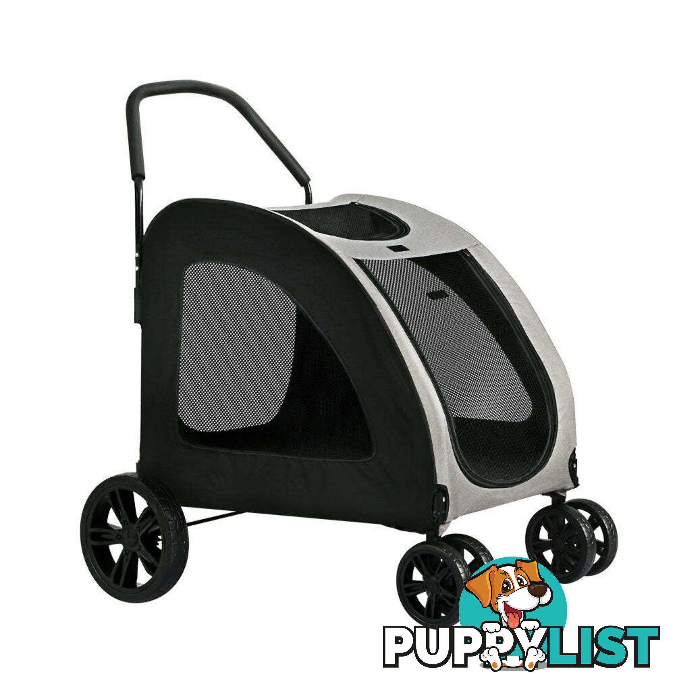 i.Pet Pet Stroller Dog Pram Large Carrier Cat Travel Foldable Strollers 4 Wheels Trolley - PET-STROLLER-112-BW