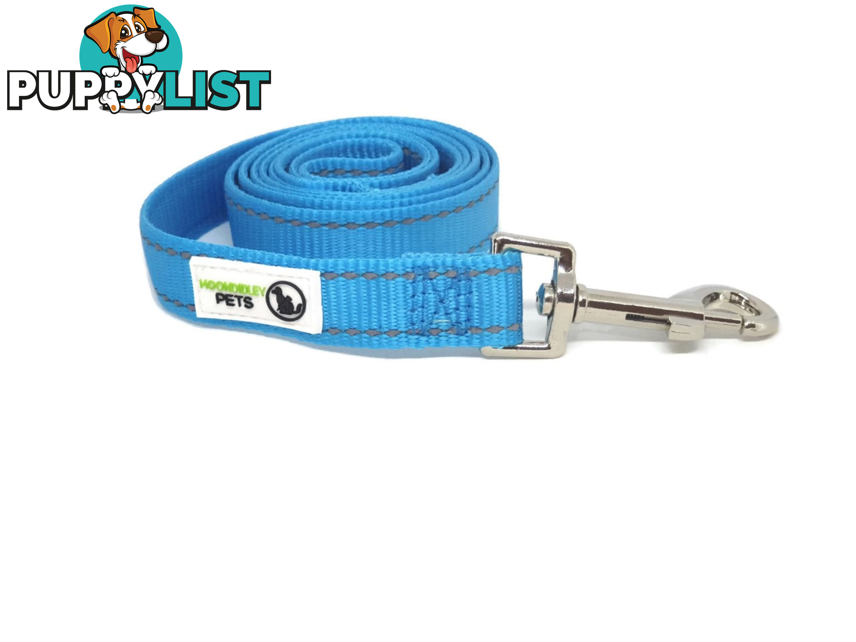 1.8m Nylon w/Reflective Stitching Dog Lead - Moondidley Pets - MDPLDREFLBLU201.8
