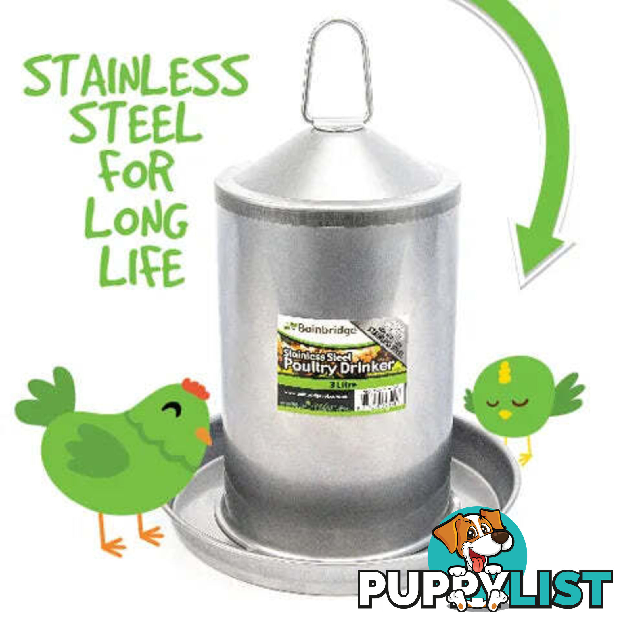 STAINLESS STEEL POULTRY DRINKER - BAINBRIDGE - BB-A8051
