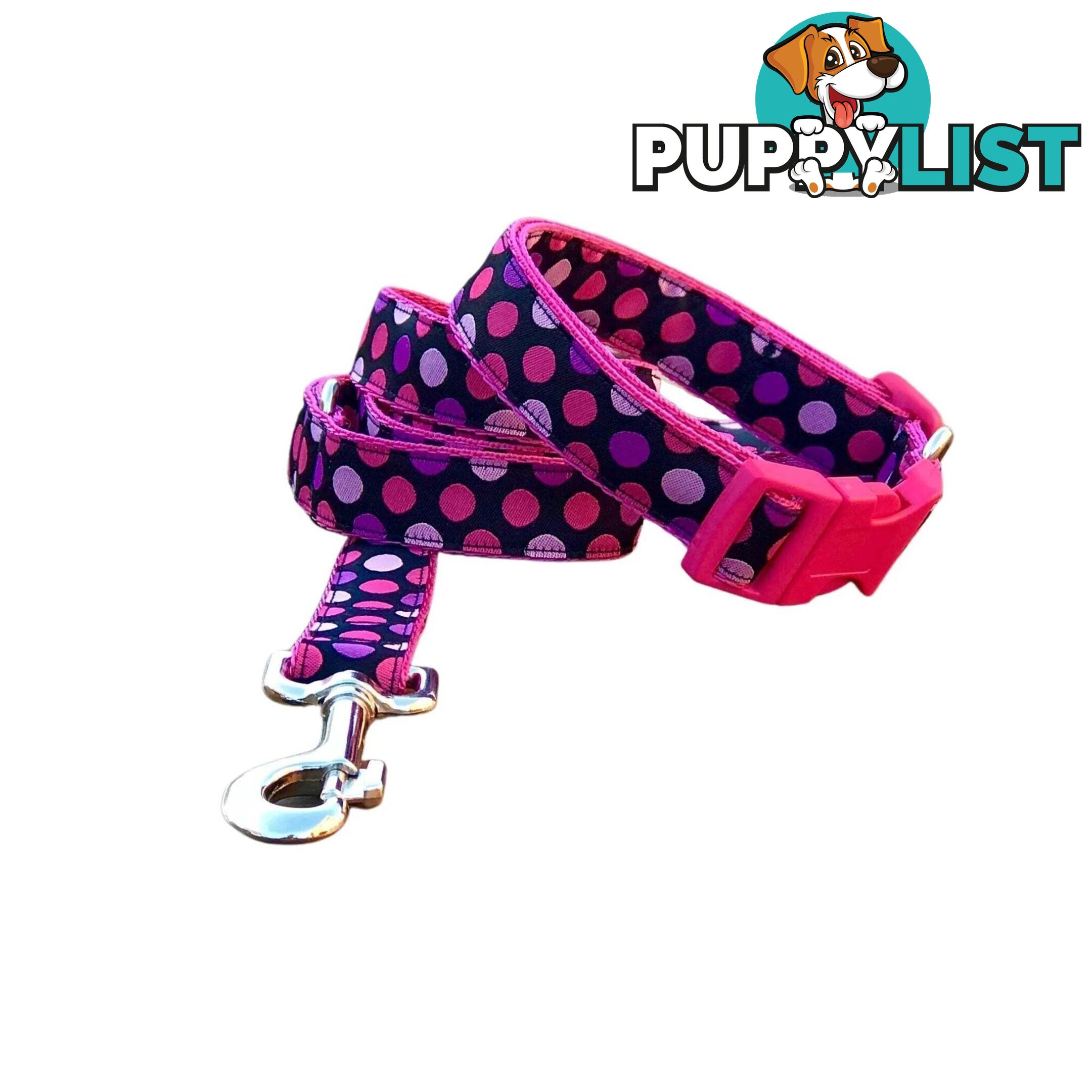 Pink Spot Dog Lead / Dog Leash - Hand Made by The Bark Side - TBSLDPIN251.2