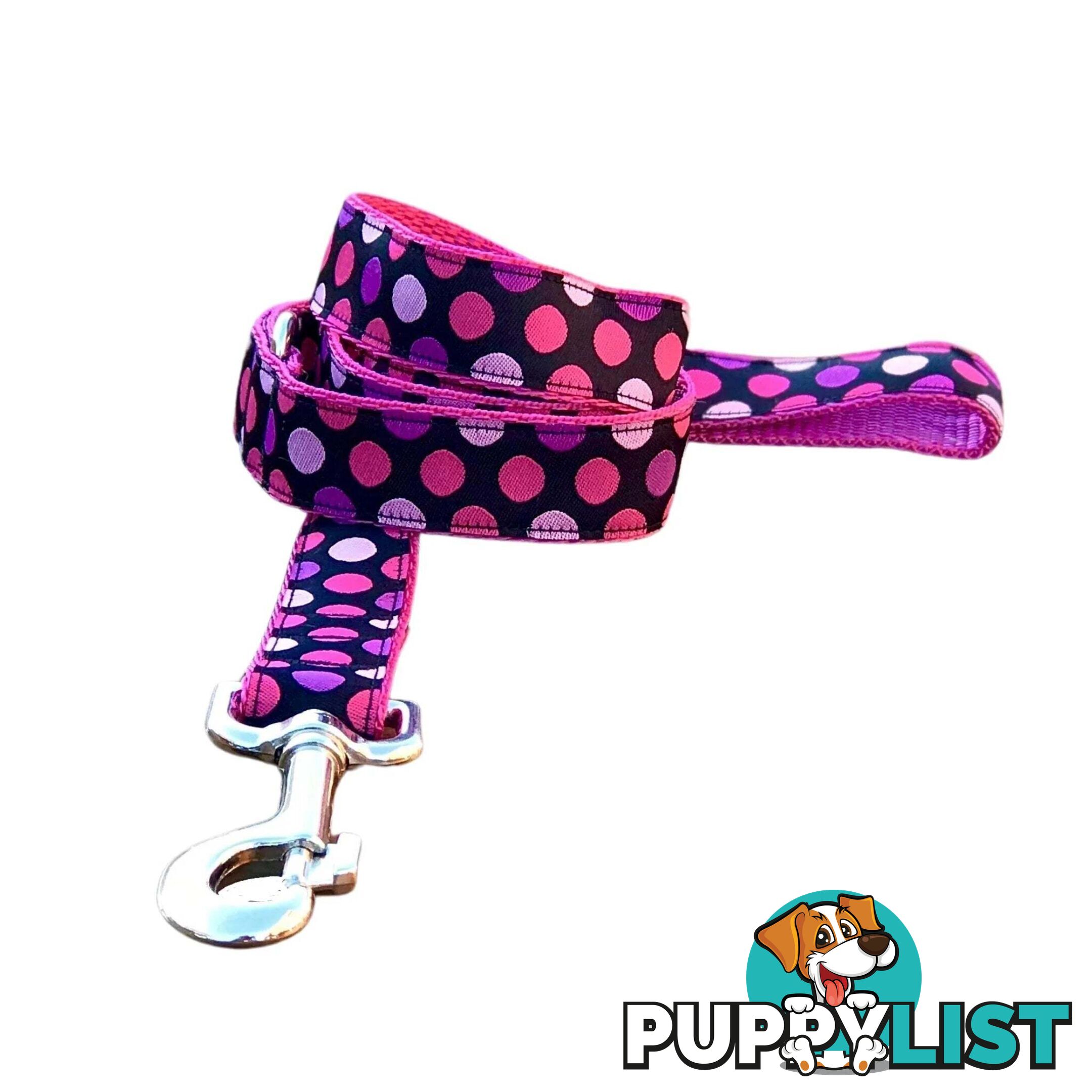 Pink Spot Dog Lead / Dog Leash - Hand Made by The Bark Side - TBSLDPIN251.2