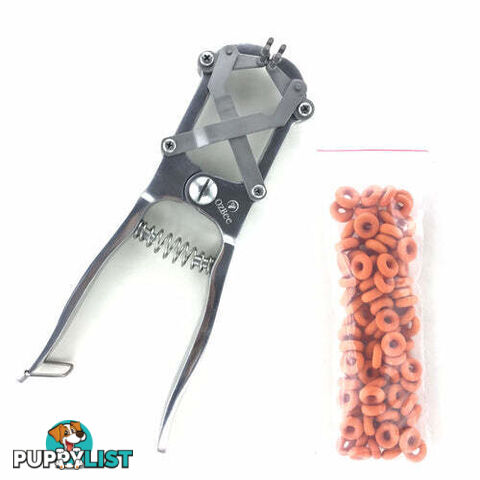 Cattle Lamb Sheep Stainless Steel Elastrator Castrating Plier with 100 Rubber - V122-ELT-2015