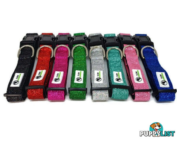 Bling Glitter Overlay Nylon Collar - Breakaway Buckle - Moondidley Pets - MDPCOLBLISTUR
