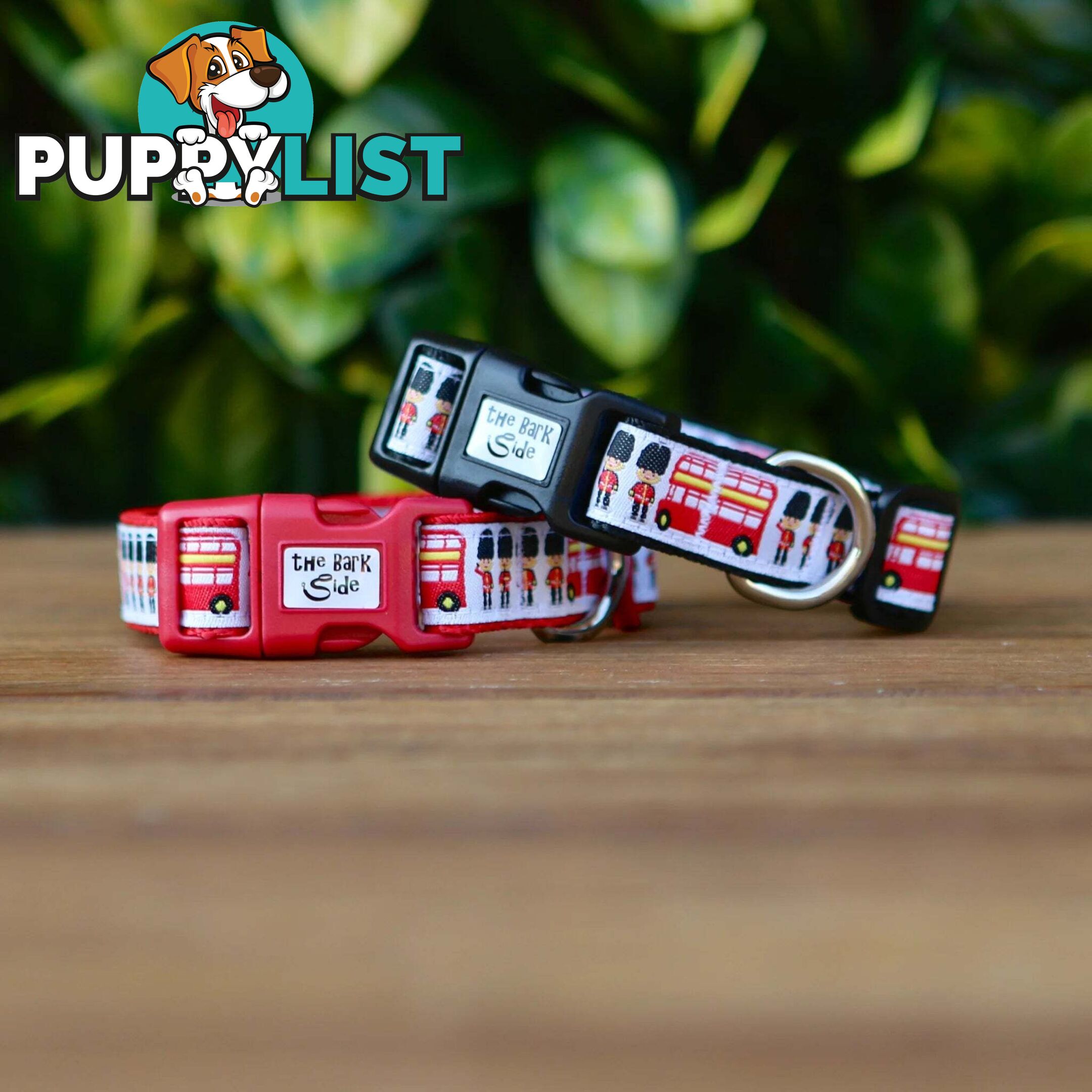London Themed Dog Collar / XS - M - Hand Made by The Bark Side - TBSLONXSBLK