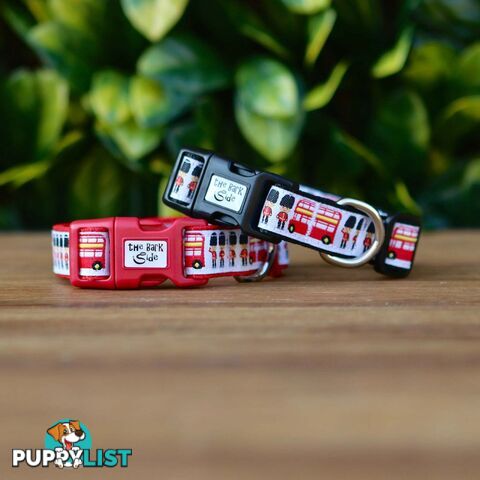 London Themed Dog Collar / XS - M - Hand Made by The Bark Side - TBSLONXSBLK