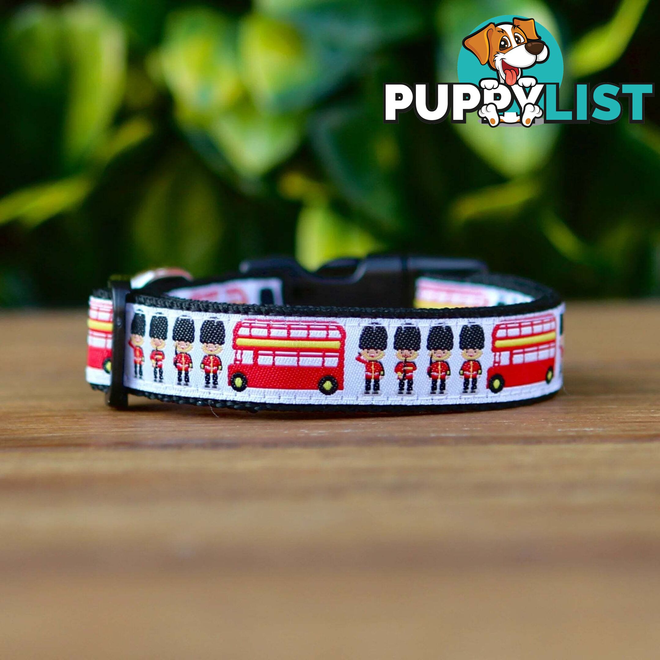 London Themed Dog Collar / XS - M - Hand Made by The Bark Side - TBSLONXSBLK