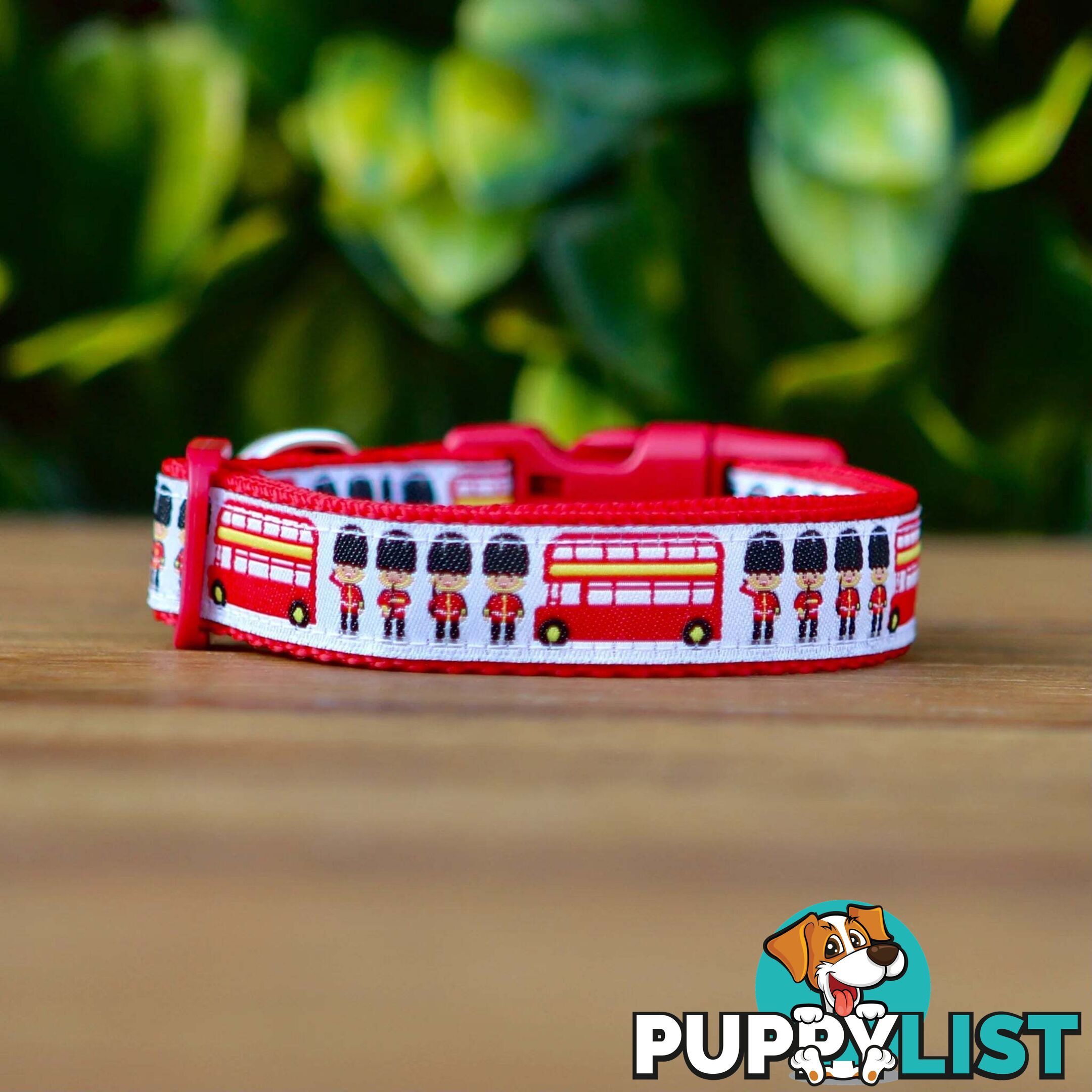 London Themed Dog Collar / XS - M - Hand Made by The Bark Side - TBSLONXSBLK