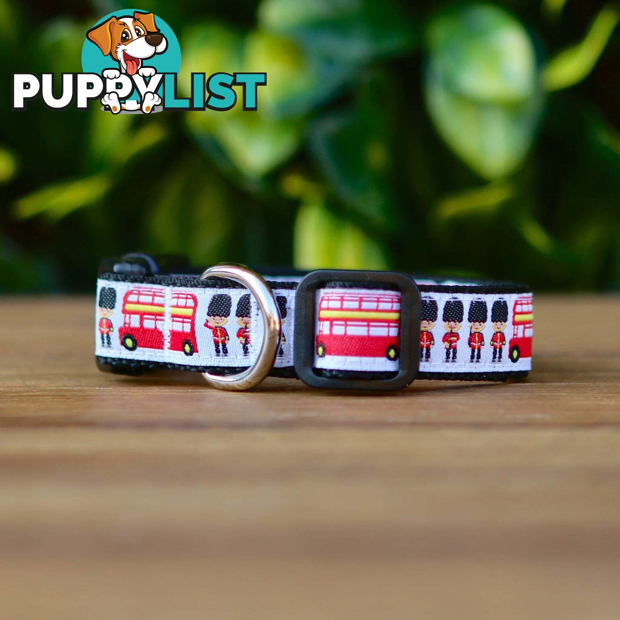 London Themed Dog Collar / XS - M - Hand Made by The Bark Side - TBSLONXSBLK