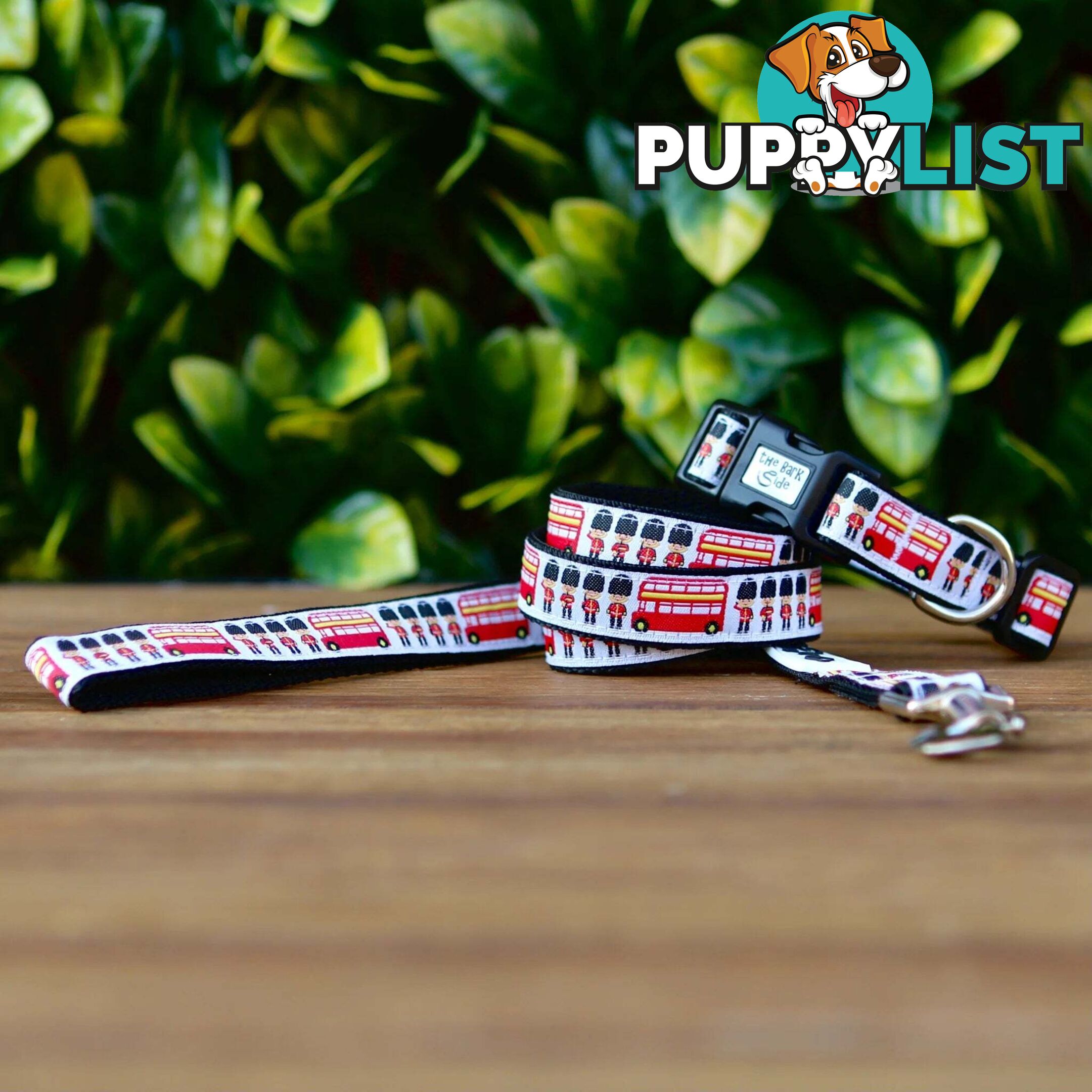 London Themed Dog Collar / XS - M - Hand Made by The Bark Side - TBSLONXSBLK