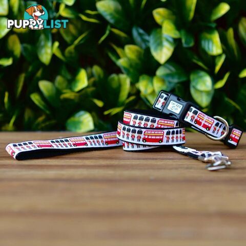 London Themed Dog Collar / XS - M - Hand Made by The Bark Side - TBSLONXSBLK