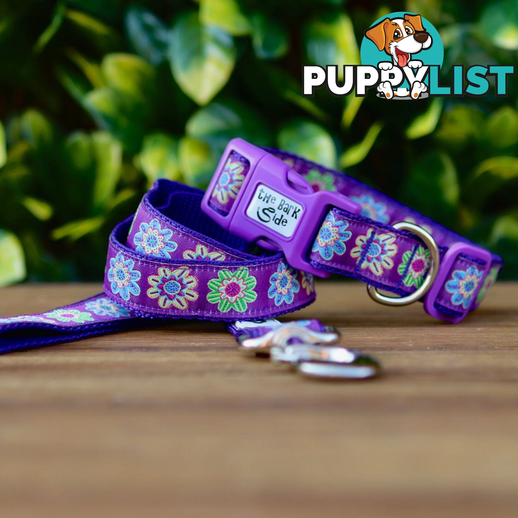 Purple Flower Dog Lead / Dog Leash - Hand Made by The Bark Side - TBSLDFLO251.5