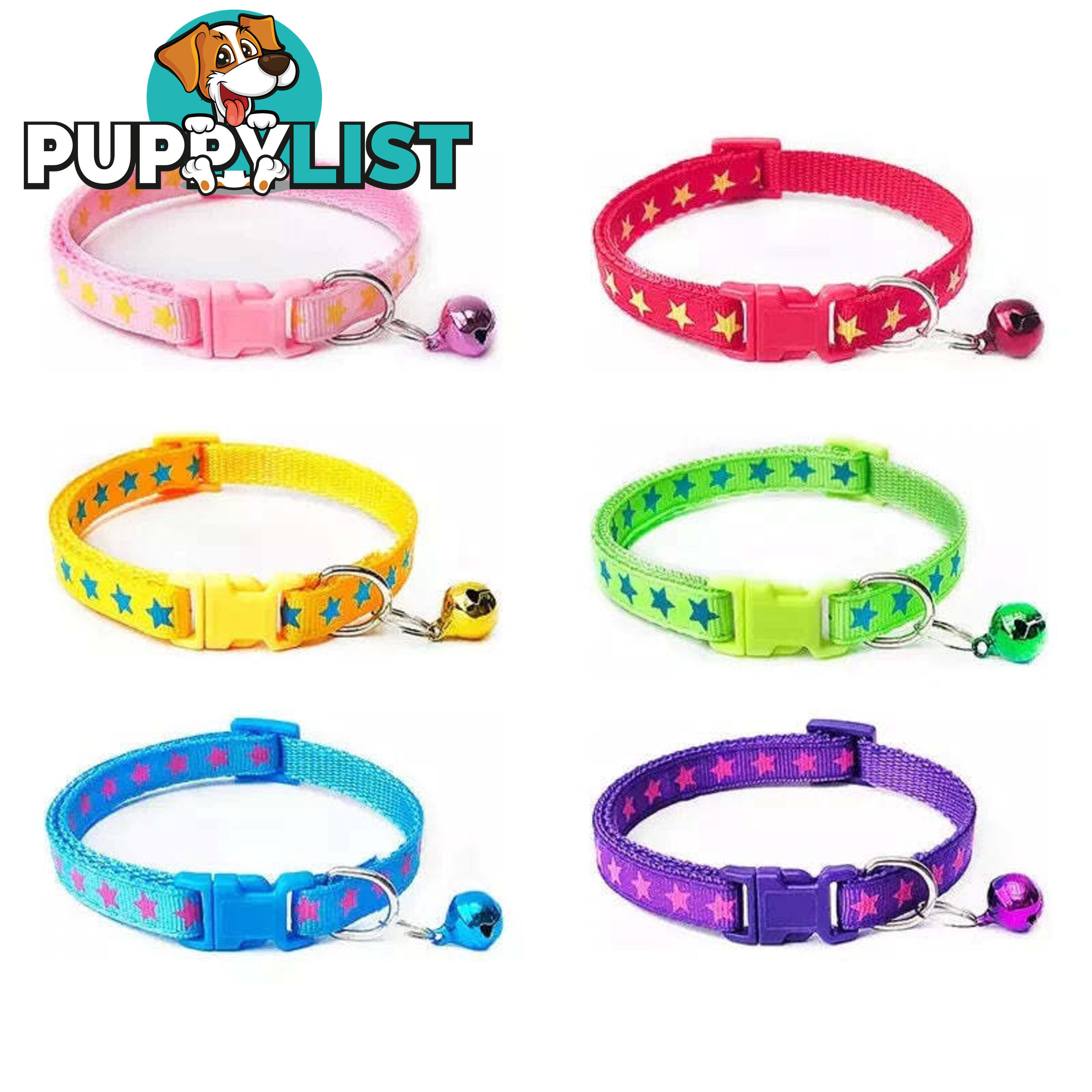 Stars Cat Collar / XS - Hand Made by The Bark Side - TBSSTAXSPNK