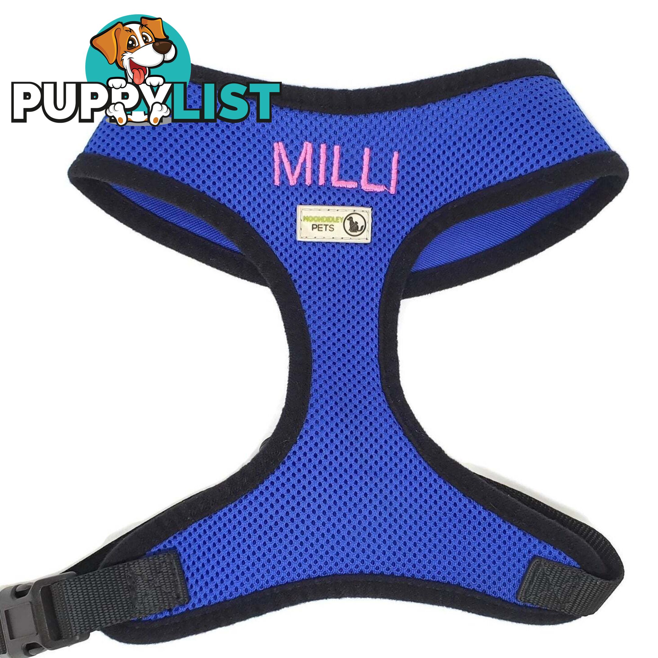 Doggie ID Harness Soft Air Mesh Personalised Embroidered - GC-HAR-ID-NVY-XL