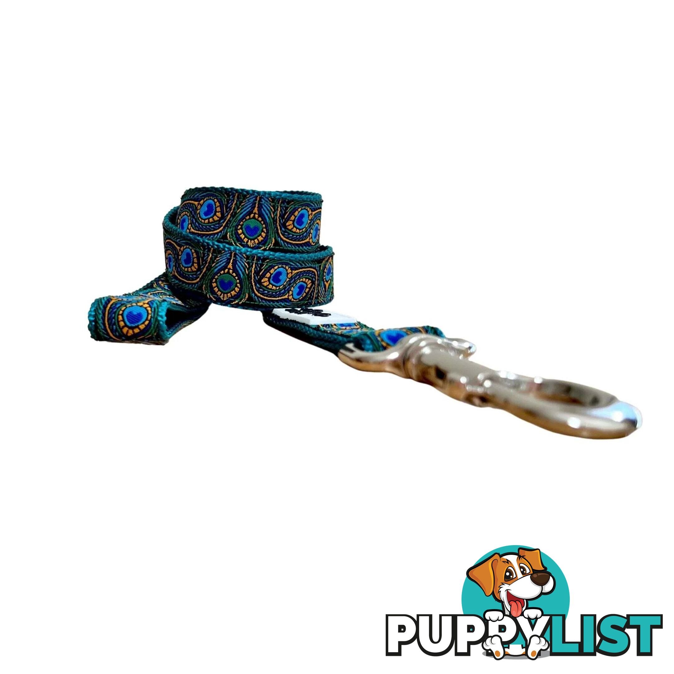 Peacock Feather Dog Lead / Leash - Hand Made by The Bark Side - TBSLDPEABLU251.2