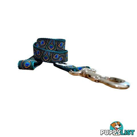 Peacock Feather Dog Lead / Leash - Hand Made by The Bark Side - TBSLDPEABLU251.2