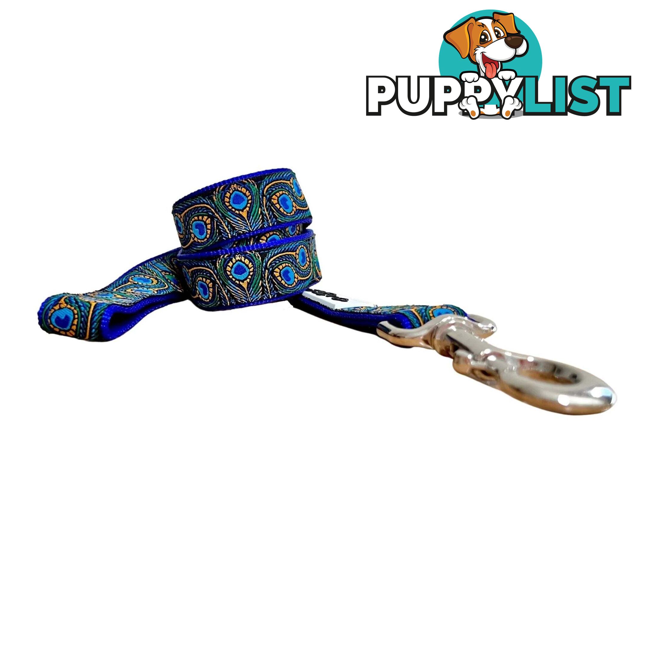 Peacock Feather Dog Lead / Leash - Hand Made by The Bark Side - TBSLDPEATEA251.8