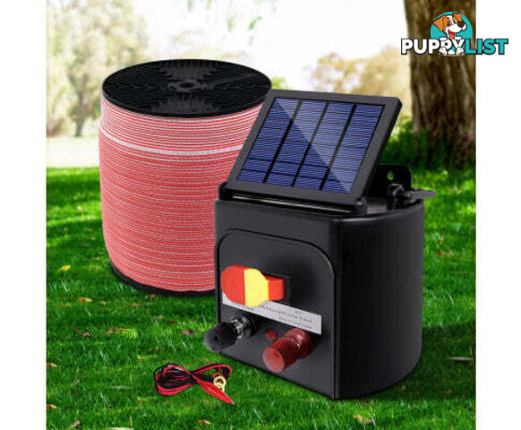 Giantz Electric Fence Energiser 3km, 5km,8km Solar Powered Energizer Set + 1200m or 2000m Tape - SFC-FIK-TAPE-2000M-5KM