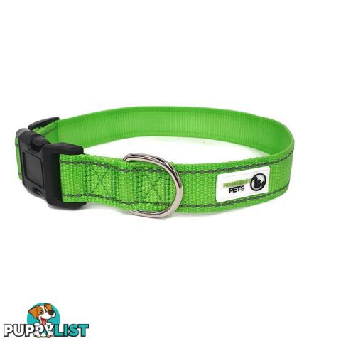 Nylon w/Reflective Stitching Dog Collar - Moondidley Pets - MDPCOLREFLPNK