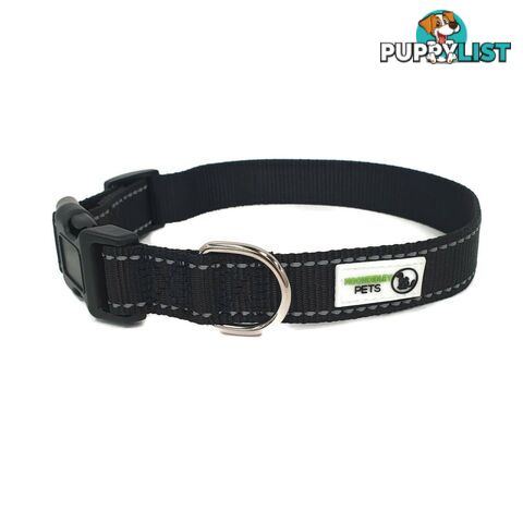 Nylon w/Reflective Stitching Dog Collar - Moondidley Pets - MDPCOLREFLPNK