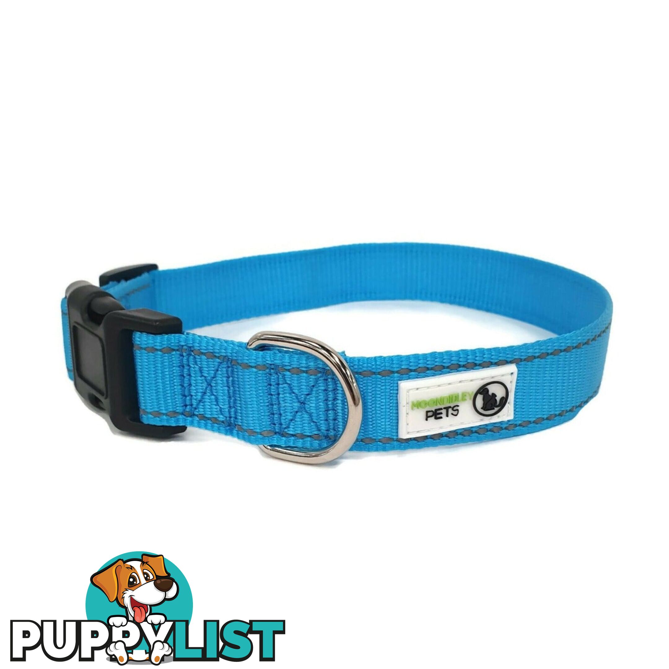 Nylon w/Reflective Stitching Dog Collar - Moondidley Pets - MDPCOLREFLPNK