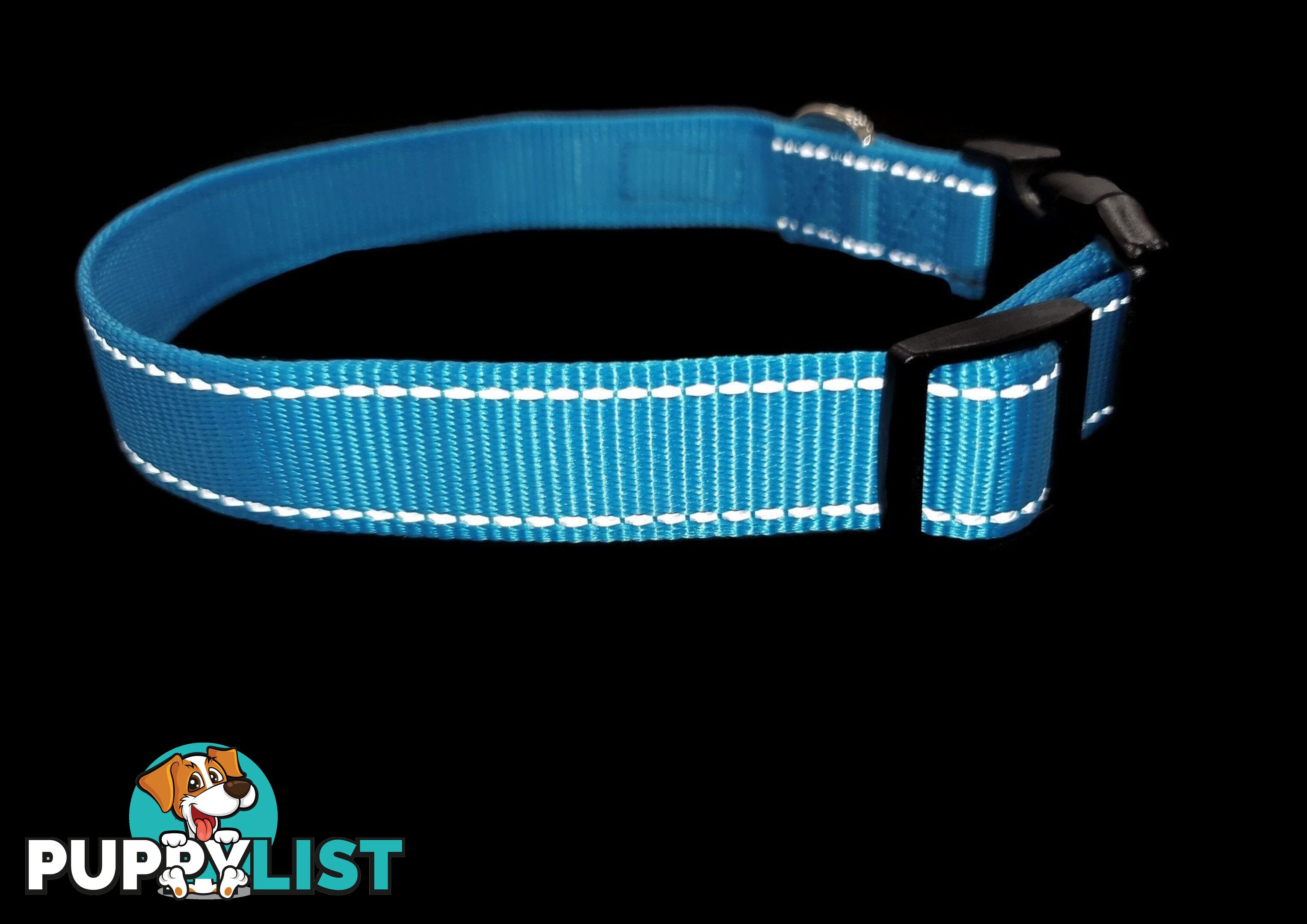 Nylon w/Reflective Stitching Dog Collar - Moondidley Pets - MDPCOLREFLPNK